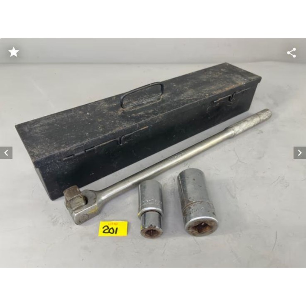 Vintage 3/4 Drive Tool Lot P&C 2238 Breaker Bar Wright Williams Sockets Box USA